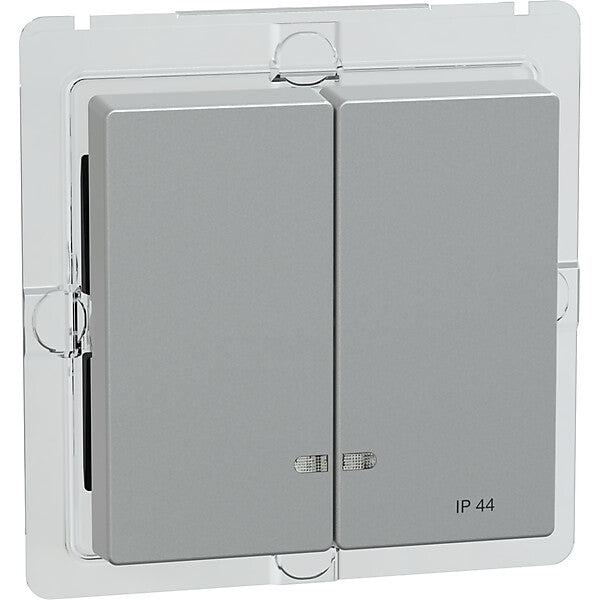 Merten Doppelwippe alu Kontrollfenster IP44 MEG3424-0460